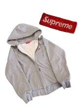 Load image into Gallery viewer, SUPREME - Grey Mini Box Logo Floral Thermal Zip Up Hoodie - Large (Fits Medium) - PreOwned