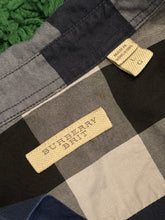 Load image into Gallery viewer, Burberry Check Shirt - Navy Grey - Size L - Preowned