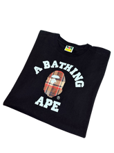 Load image into Gallery viewer, BAPE - Black Burberry Check College Ape Head Tee - Medium -