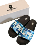 Load image into Gallery viewer, BAPE - Blue ABC Camo Logo Slides - Size 7M /- Brand New