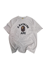 Load image into Gallery viewer, BAPE College Tee “White/Brown Ape Head” – Size 2XL