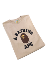 Load image into Gallery viewer, Bape Beige Brown College Logo T-Shirt Size 3XL - New