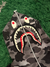 Load image into Gallery viewer, BAPE - Grey Glow In The Dark Shark Full Zip Hoodie - Size 2XL - PreOwned