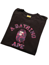 Load image into Gallery viewer, BAPE Purple Camo Ape Head Logo Black Tee (XL)