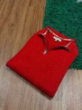 Load image into Gallery viewer, Burberry - Cotton Quarter Zip Sweater Red (Retail $695) - Size Large