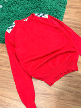 Load image into Gallery viewer, Burberry - Red Check Shoulders Crewneck - Size M - Preowned