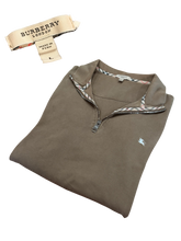 Load image into Gallery viewer, Burberry - Olive Quarter Zip Sweater Large - Retail $495