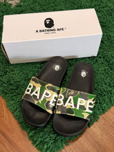 Load image into Gallery viewer, BAPE - Green Camo Logo Slides - Size 8M - Brand New