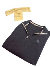Load image into Gallery viewer, Burberry Quarter Zip Pullover - Charcoal | Size L Preowned