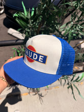 Load image into Gallery viewer, Rhude Split Petrol Logo Mesh Trucker - Blue White - Size OS - Preowned