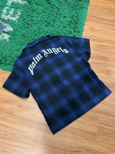 Load image into Gallery viewer, Palm Angels - Navy Plaid Teddy Bowling Shirt Medium - Retail $665
