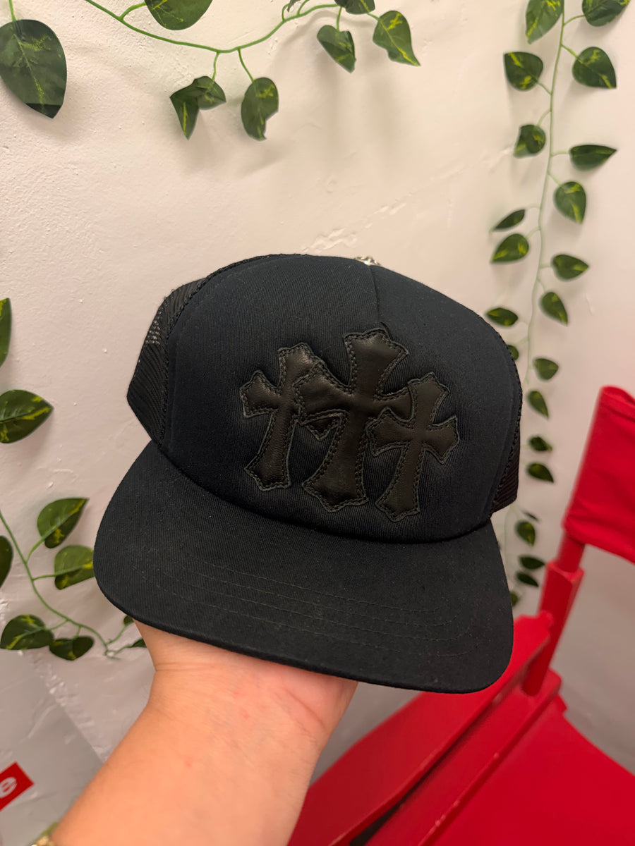 Chrome Hearts - Triple Cross Leather Trucker - Black