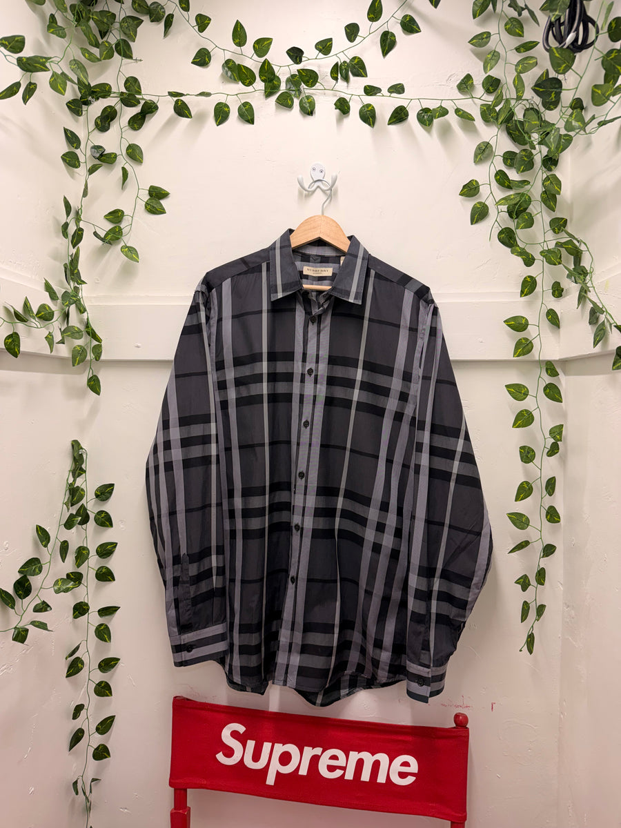 Burberry - Check Shirt Button Up - Grey Black
