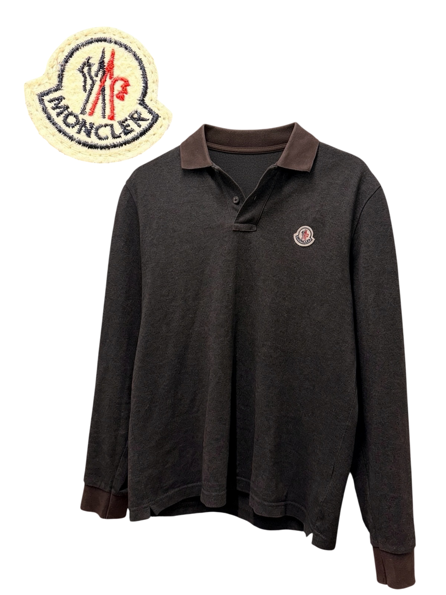 Moncler - Long Sleeve Polo - Charcoal Slim Fit -