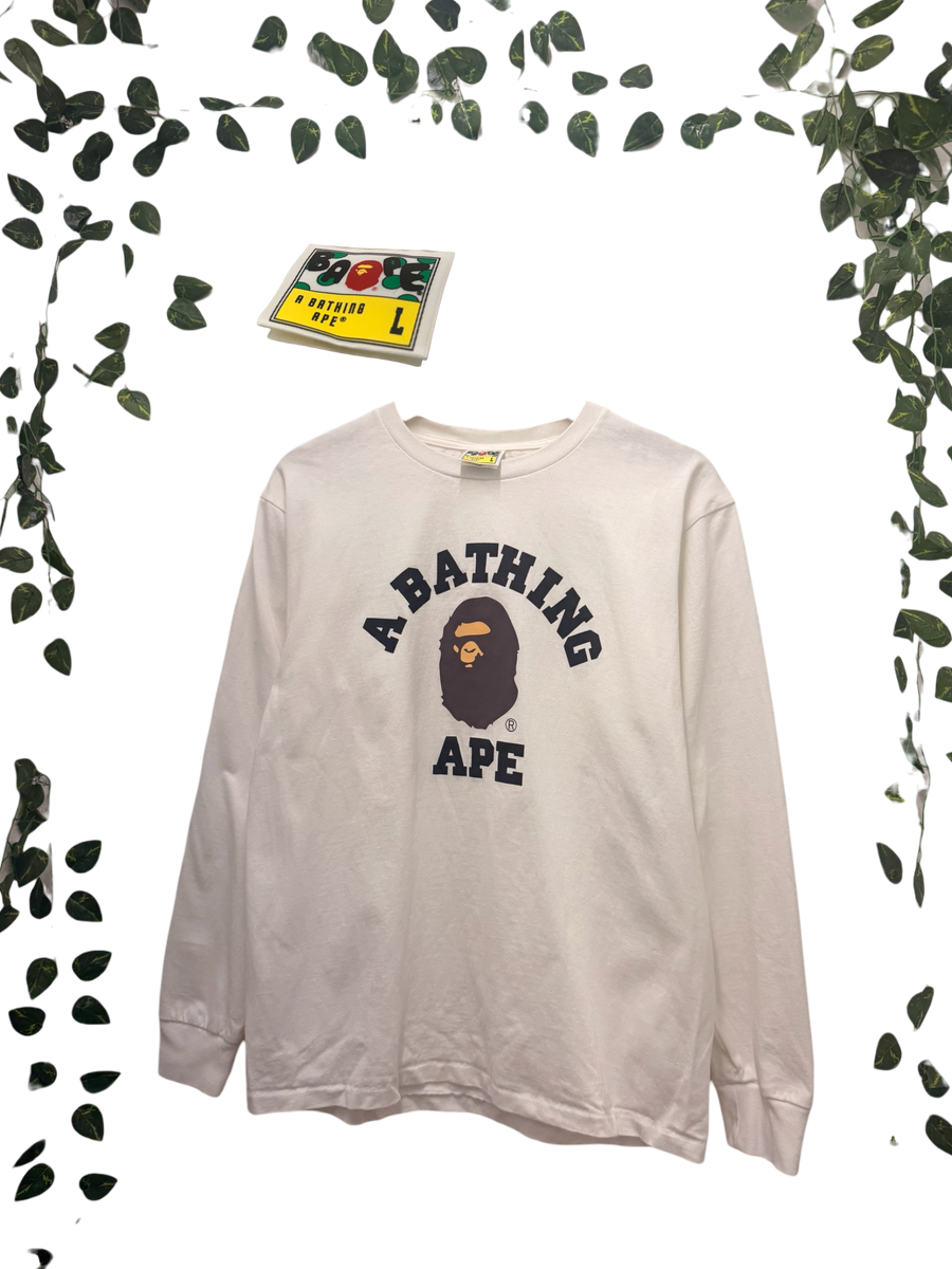 BAPE - College Long Sleeve - White