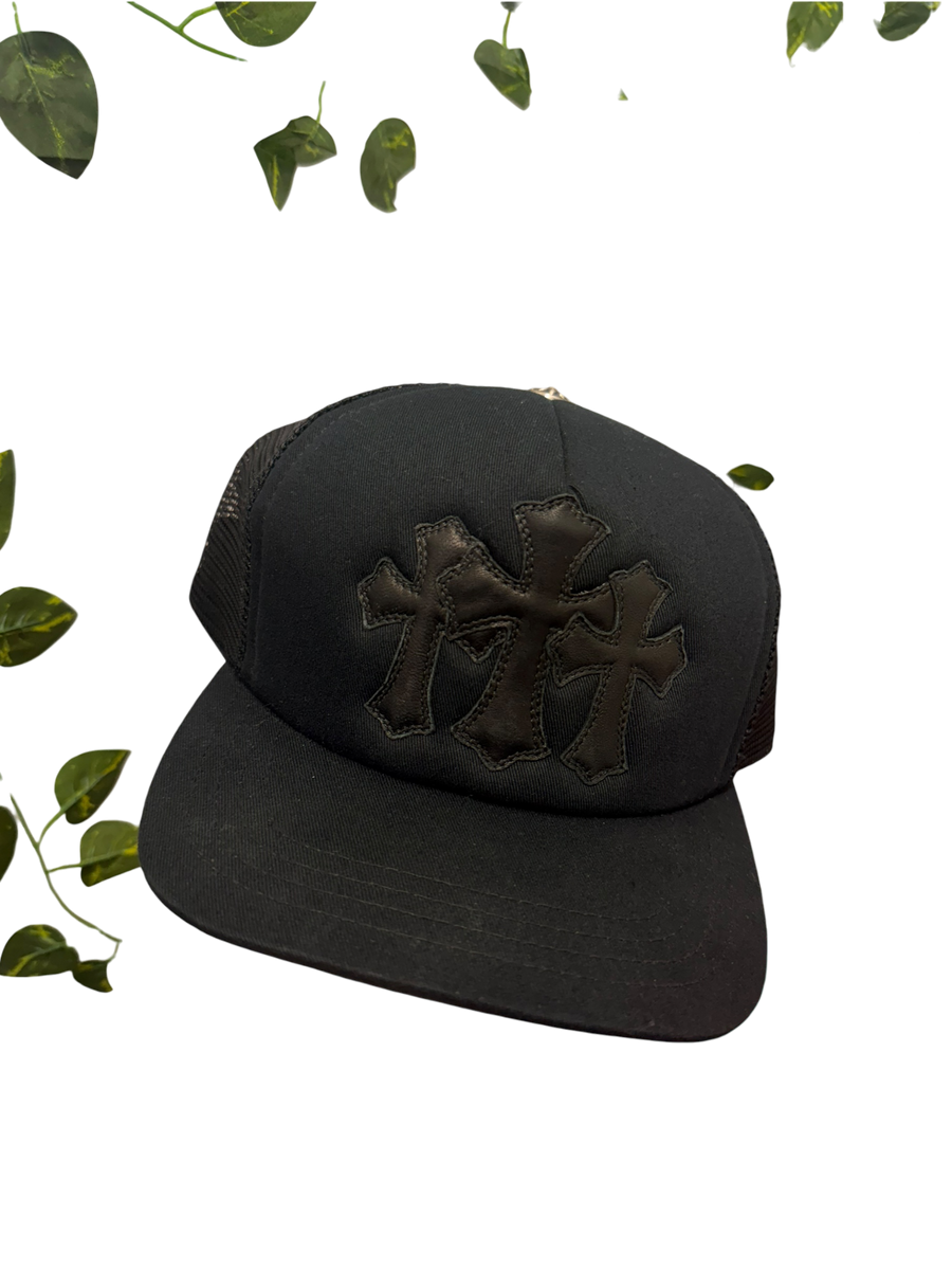 Chrome Hearts - Triple Cross Leather Trucker - Black