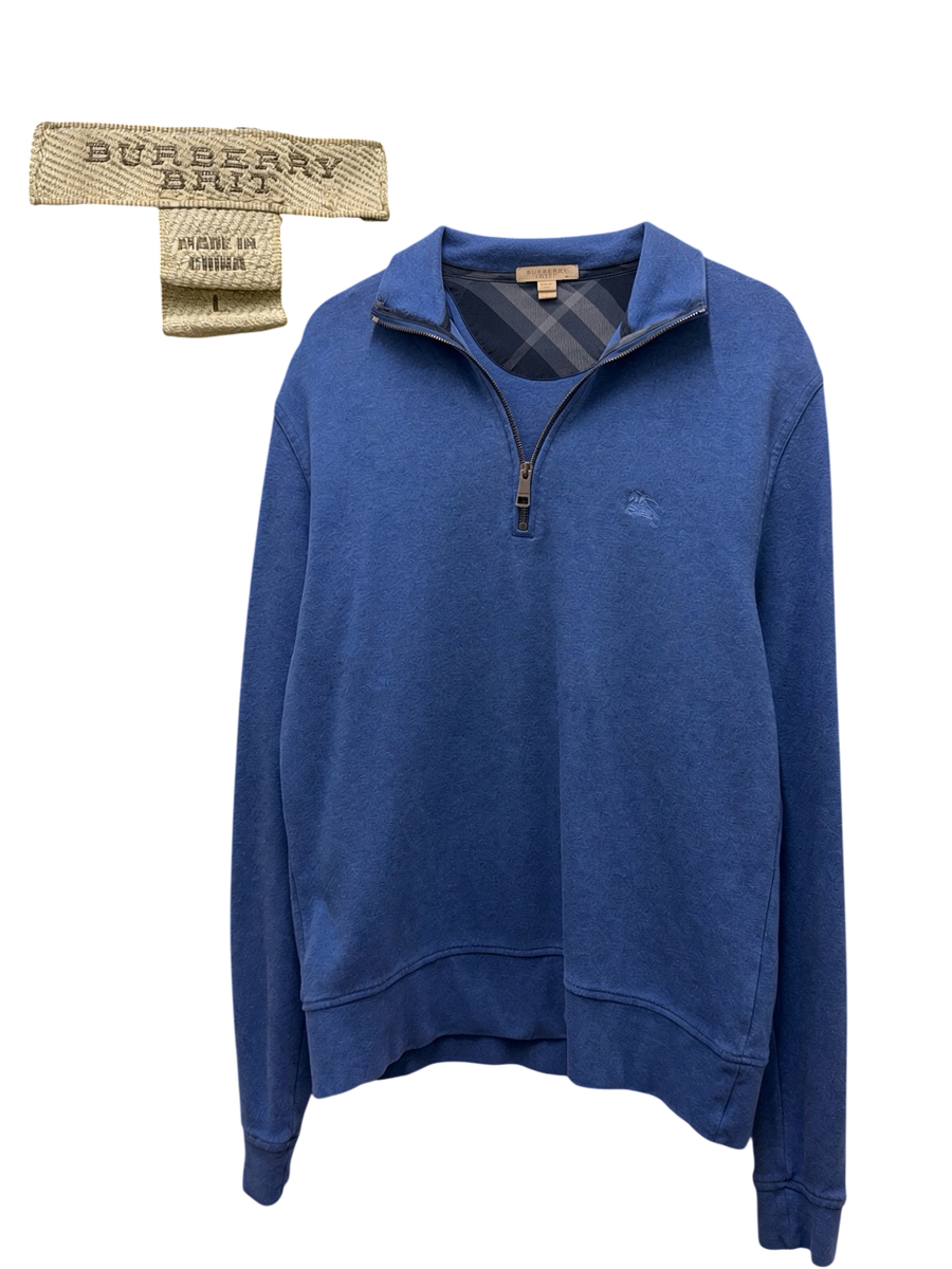 Burberry - Quarter Zip Pullover - Blue -