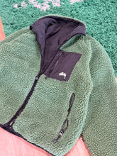 Load image into Gallery viewer, Stussy 8 Ball Reversible Sherpa Fleece Jacket - Green/Black - Size Small - PreOwned
