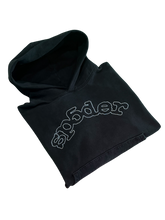 Load image into Gallery viewer, SP5DER - Washed Black Logo Hoodie - Large (Undersized Fit) - PreOwned
