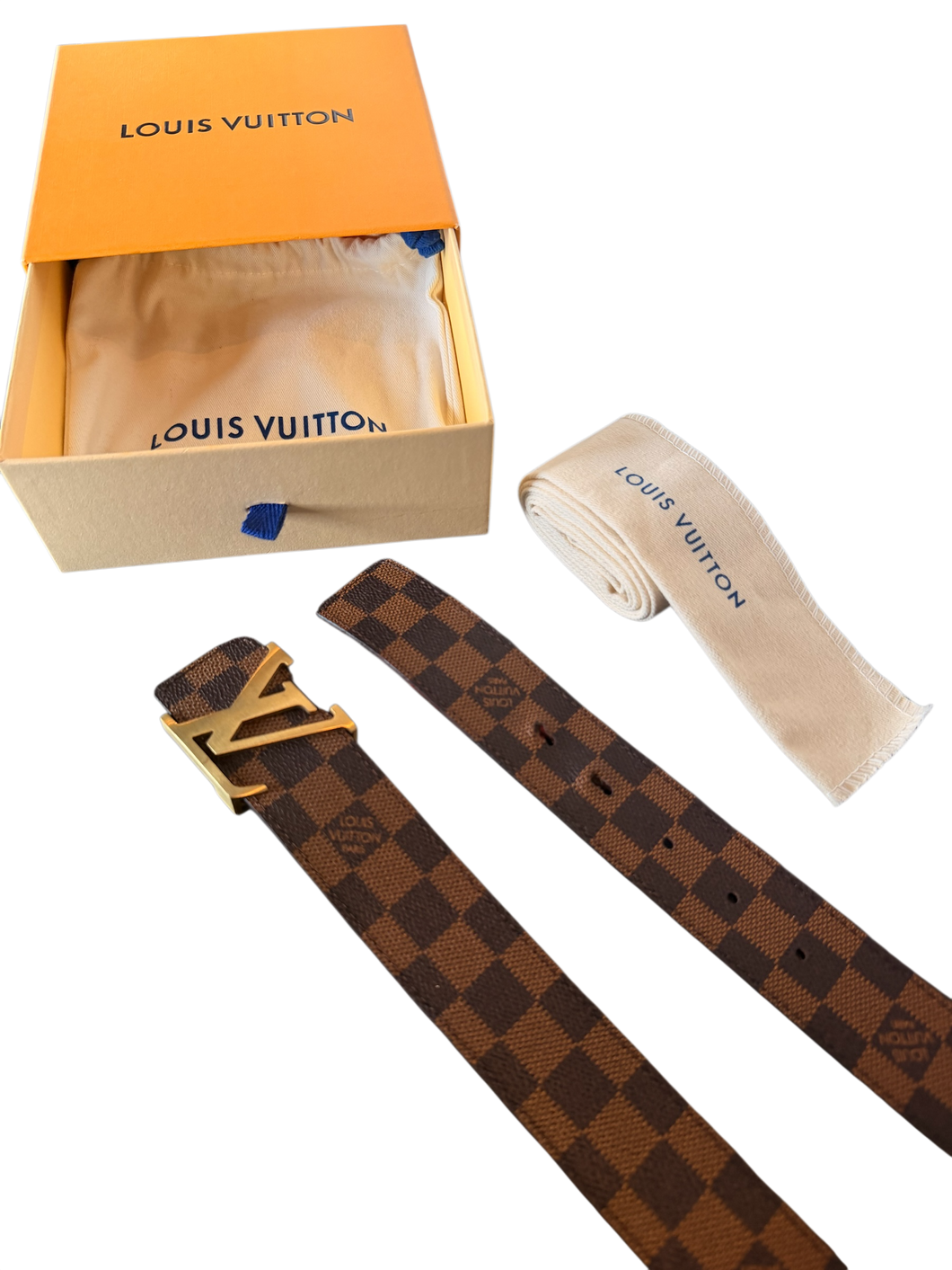 Louis Vuitton LV Initiales Damier Ebène Belt Size 34