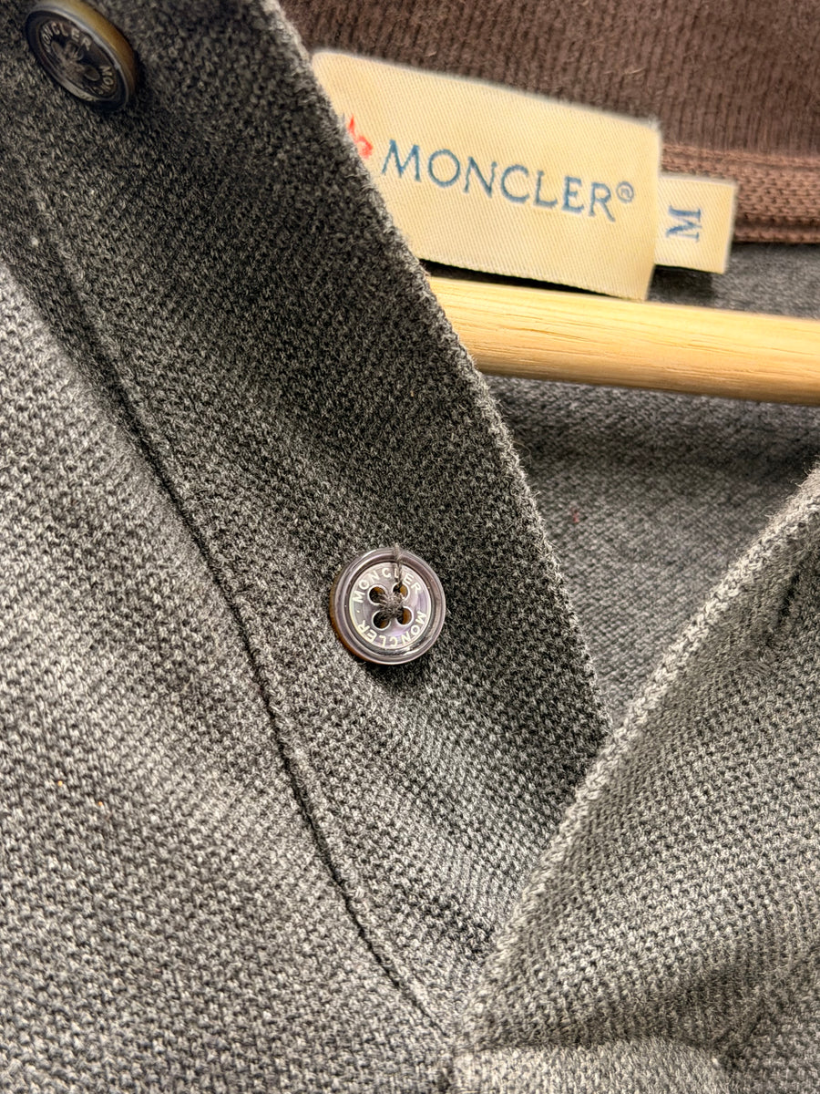 Moncler - Long Sleeve Polo - Charcoal Slim Fit -