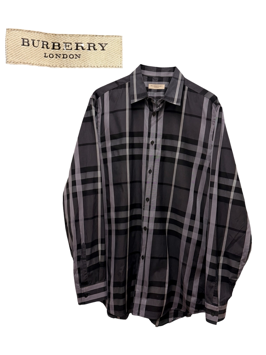 Burberry - Check Shirt Button Up - Grey Black