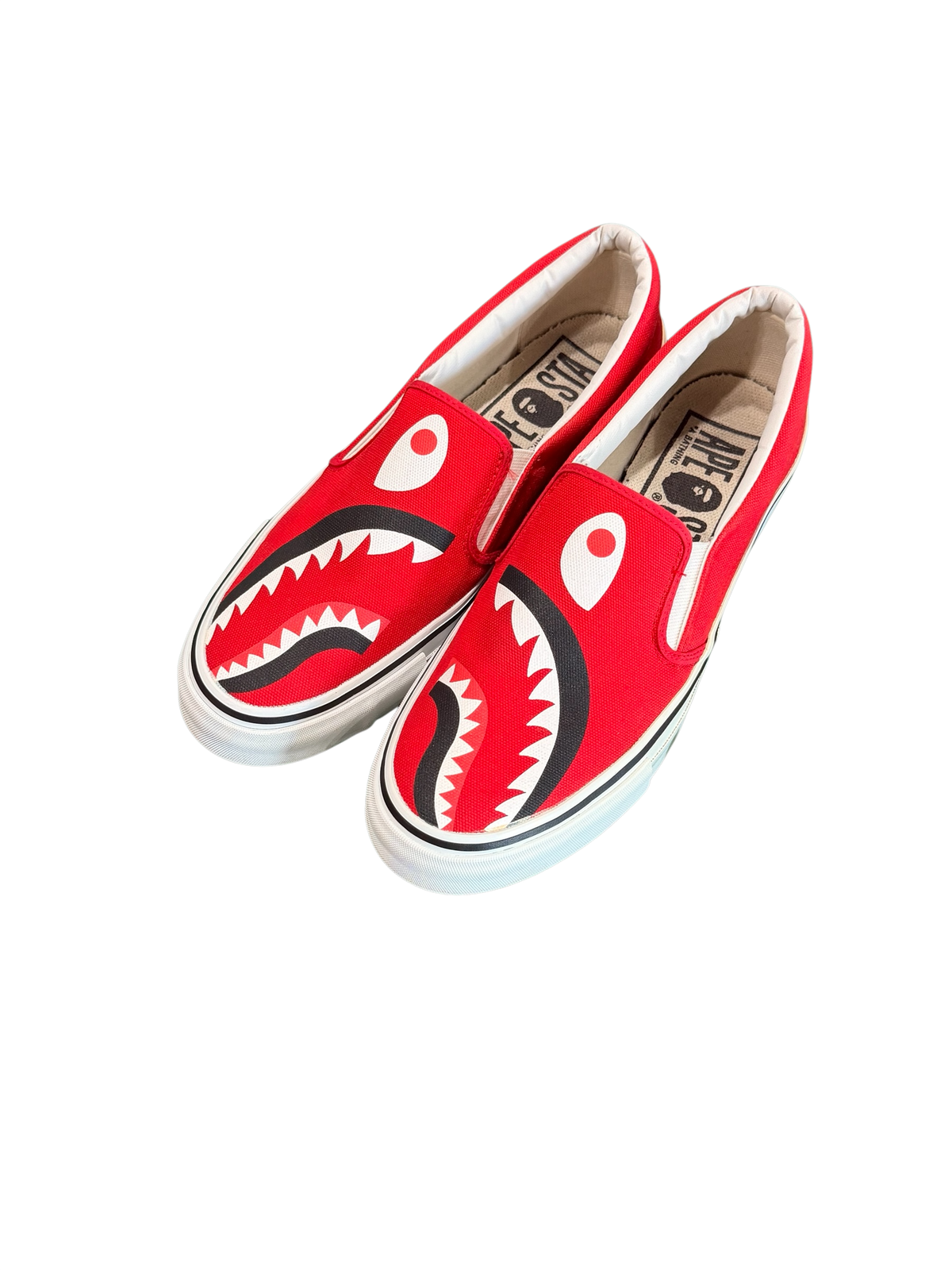 BAPE - Red Shark Slip-On Sneakers - Size 9M - PreOwned