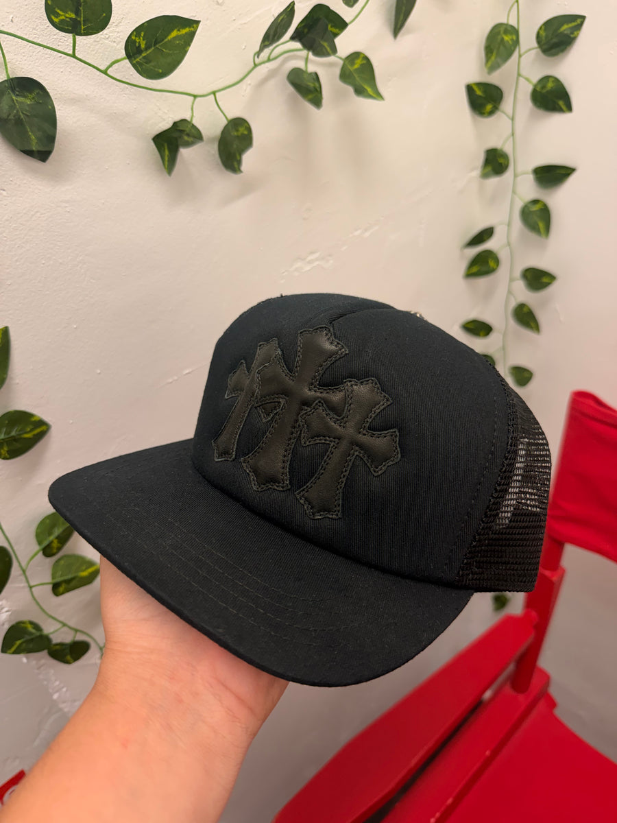 Chrome Hearts - Triple Cross Leather Trucker - Black