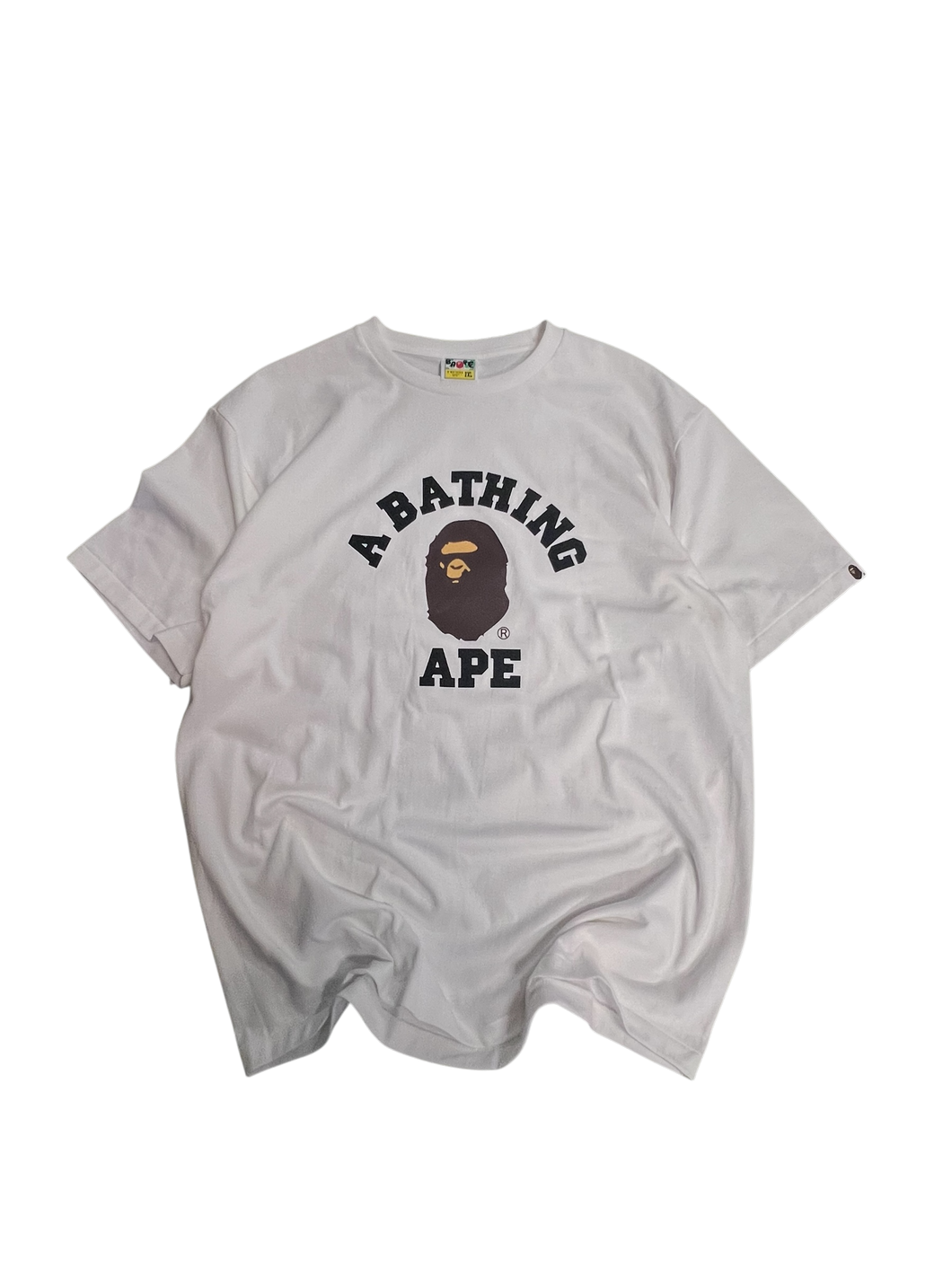 BAPE College Tee “White/Brown Ape Head” – Size 2XL