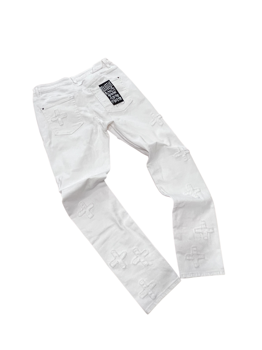 Ksubi White Cross-Embossed Jeans (Size 33)