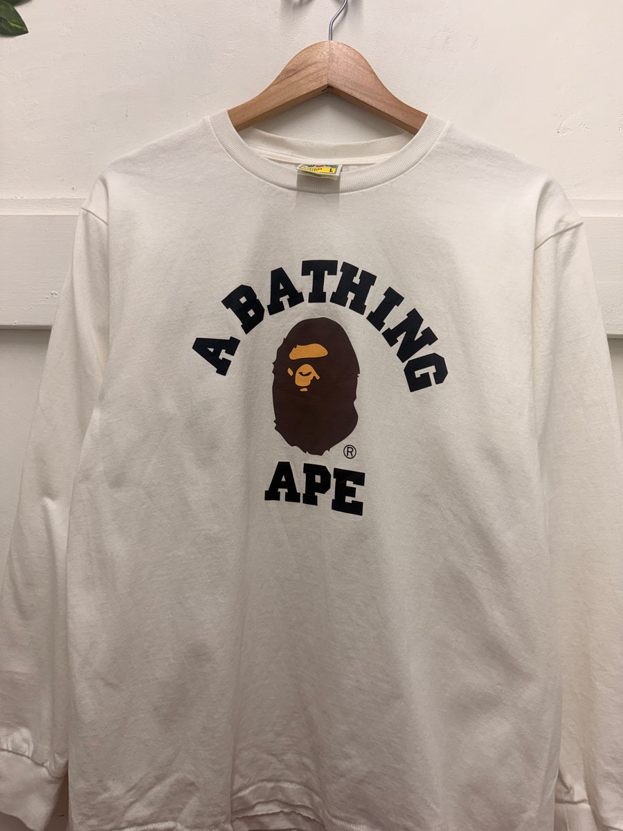 BAPE - College Long Sleeve - White