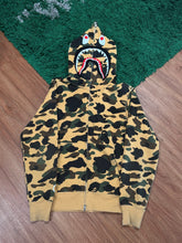 Load image into Gallery viewer, BAPE Shark Full Zip Hoodie – Yellow Camo – Medium – PreOwned
