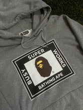 Load image into Gallery viewer, Bape Grey Super Busy Works Pullover Hoodie Size 2XL
