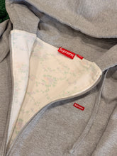 Load image into Gallery viewer, SUPREME - Grey Mini Box Logo Floral Thermal Zip Up Hoodie - Large (Fits Medium) - PreOwned
