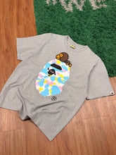 Load image into Gallery viewer, BAPE - Grey Cotton Candy Camo Baby Milo Ape Head T-Shirt - Size Medium
