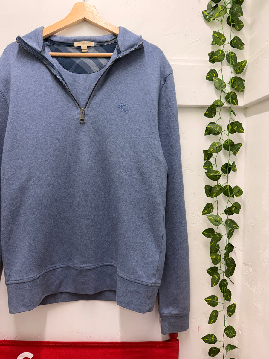 Burberry - Quarter Zip Hoodie - Slate Blue