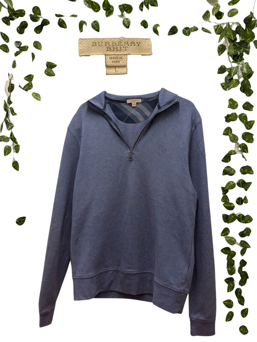 Burberry - Quarter Zip Hoodie - Slate Blue