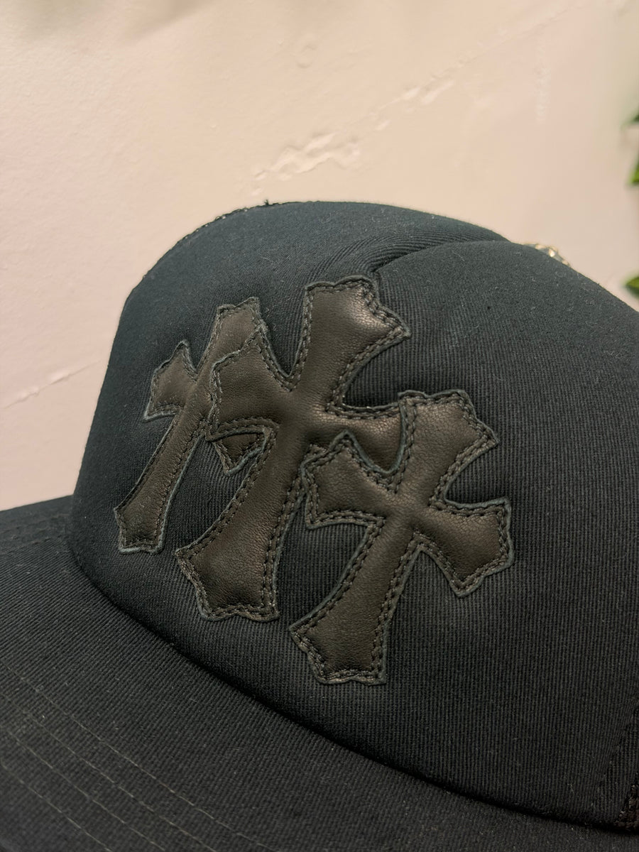 Chrome Hearts - Triple Cross Leather Trucker - Black