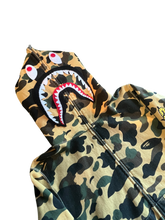 Load image into Gallery viewer, BAPE Yellow Camo PONR Shark Full Zip Hoodie Size Medium
