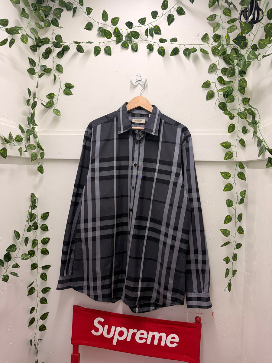 Burberry - Check Shirt Button Up - Grey Black