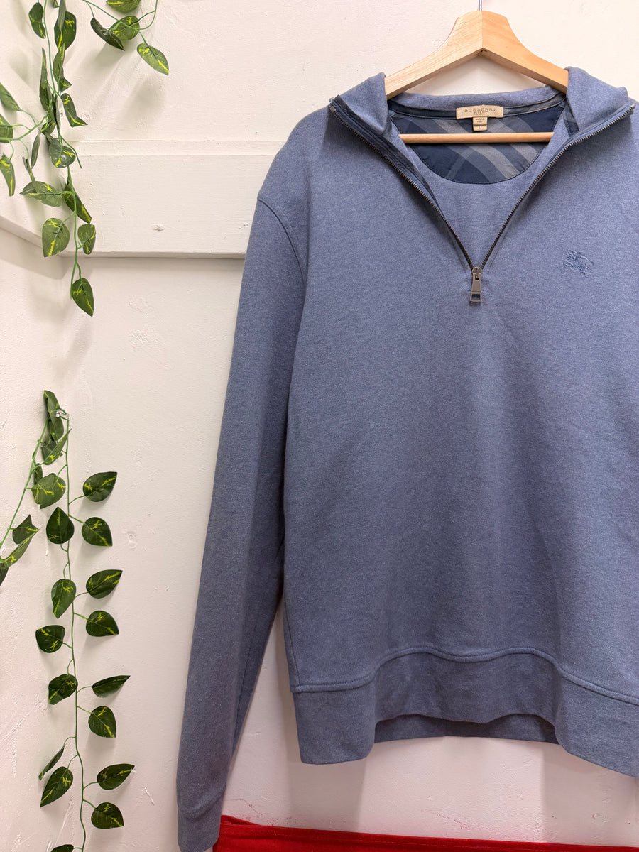 Burberry - Quarter Zip Hoodie - Slate Blue