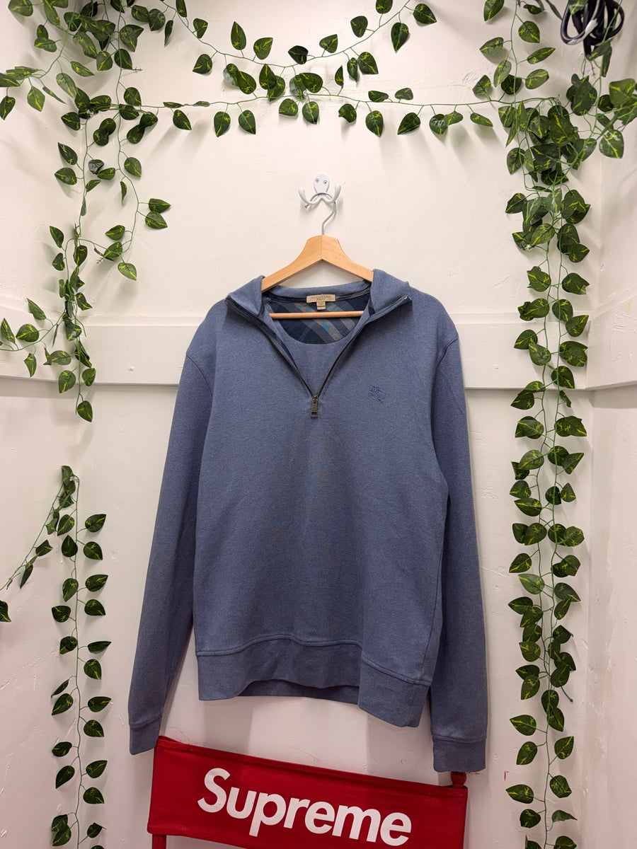 Burberry - Quarter Zip Hoodie - Slate Blue