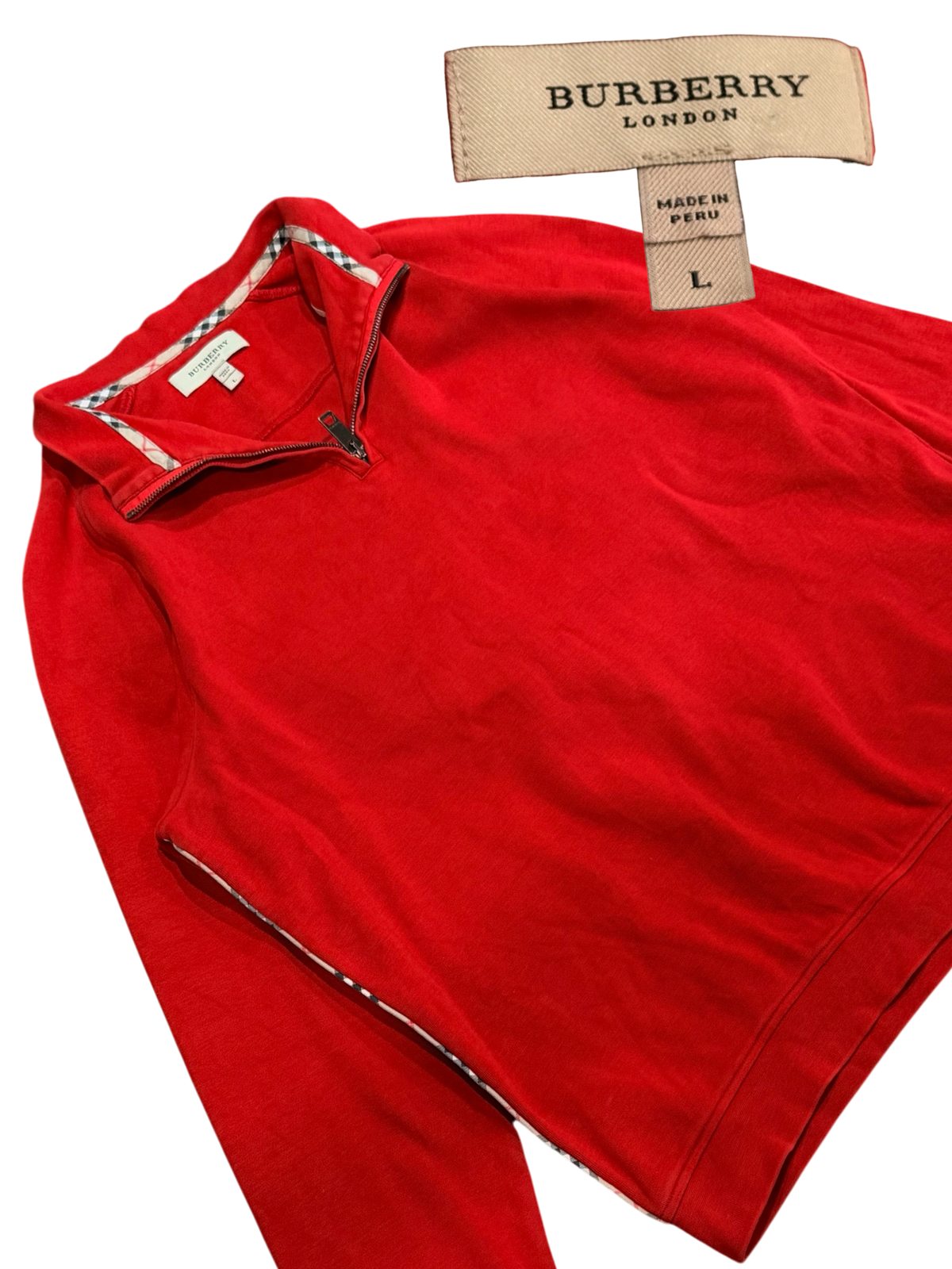 Burberry - Cotton Quarter Zip Sweater Red (Retail $695) - Size Large