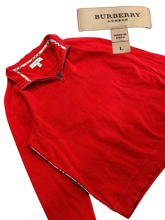 Load image into Gallery viewer, Burberry - Cotton Quarter Zip Sweater Red (Retail $695) - Size Large
