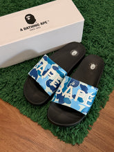 Load image into Gallery viewer, BAPE - Blue ABC Camo Logo Slides - Size 7M /- Brand New

