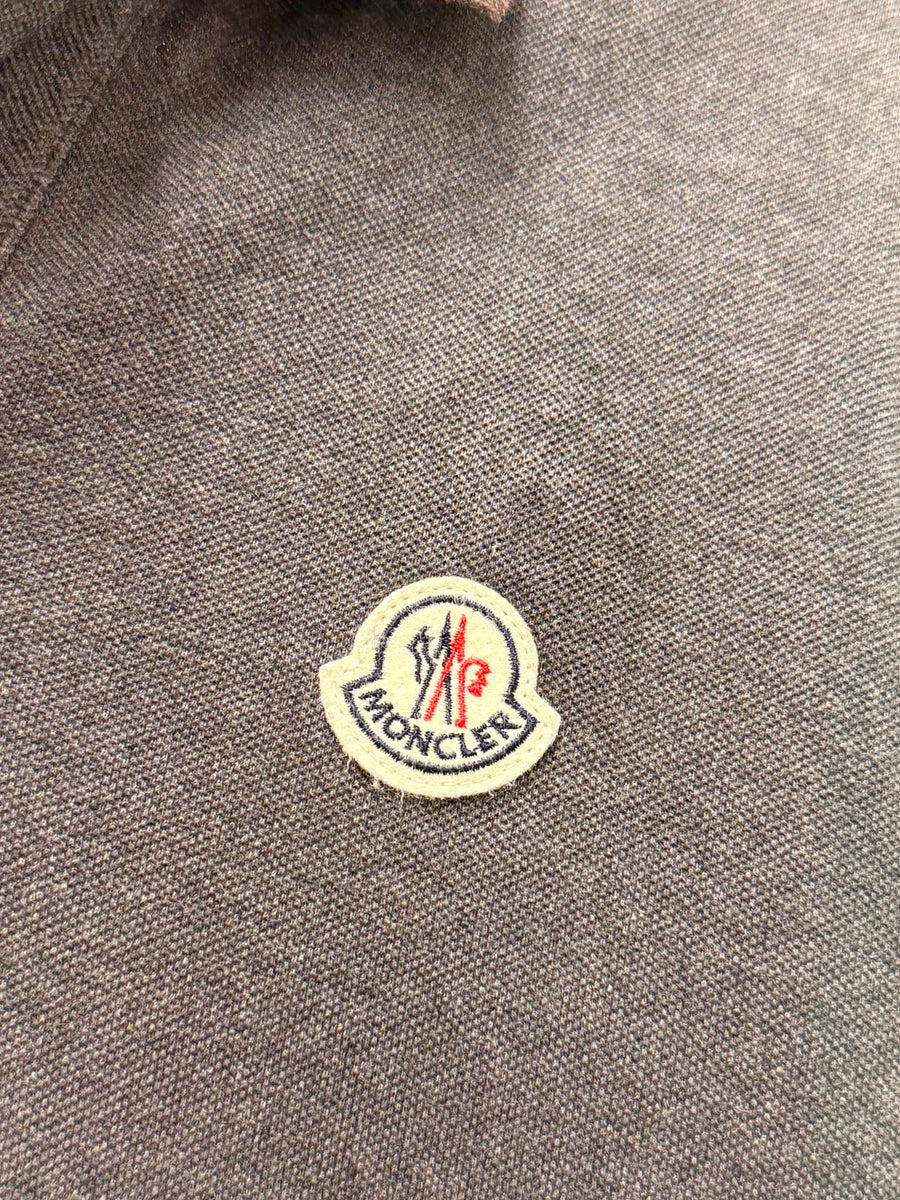 Moncler - Long Sleeve Polo - Charcoal Slim Fit -