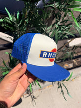 Load image into Gallery viewer, Rhude Split Petrol Logo Mesh Trucker - Blue White - Size OS - Preowned
