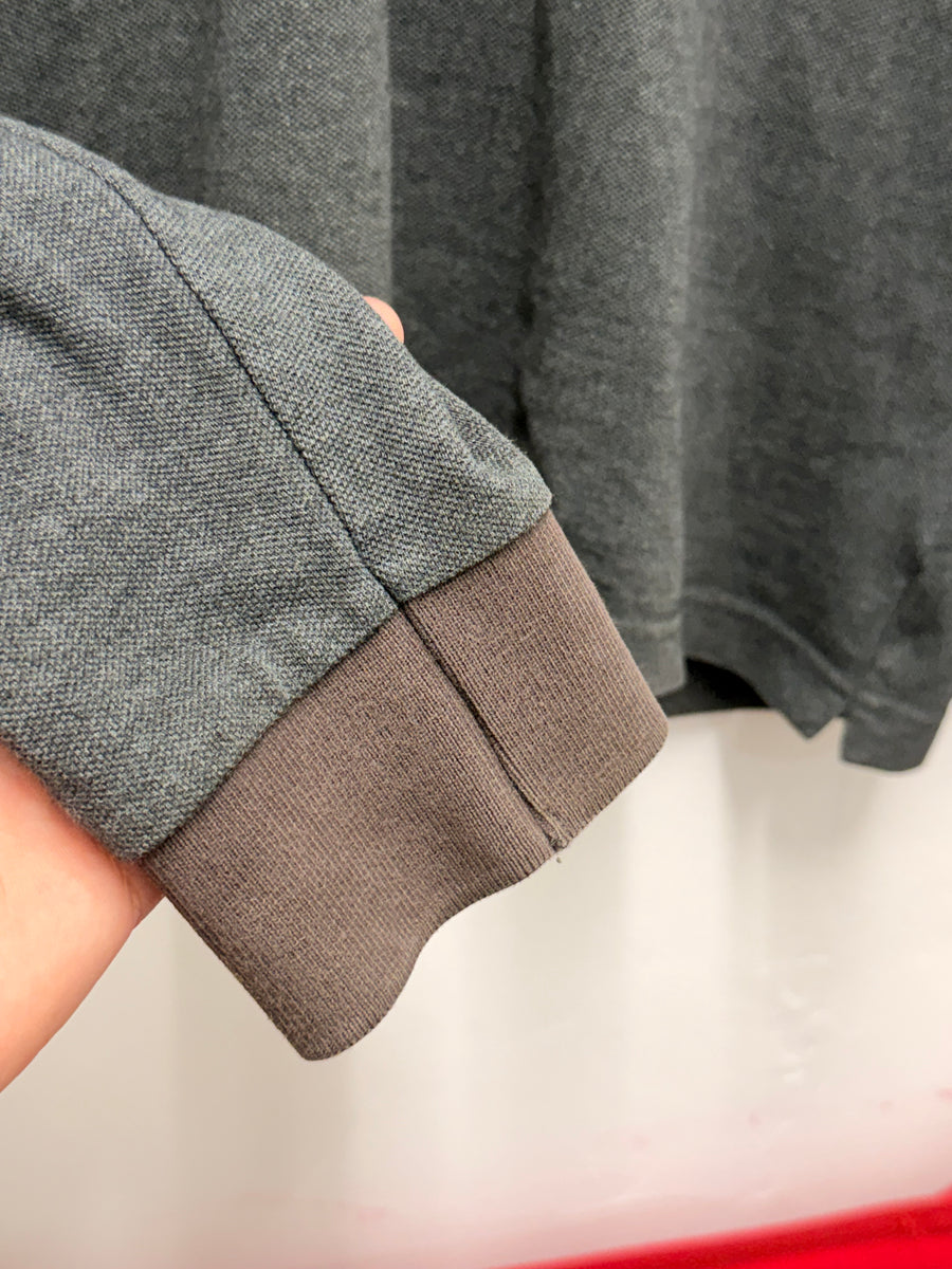 Moncler - Long Sleeve Polo - Charcoal Slim Fit -