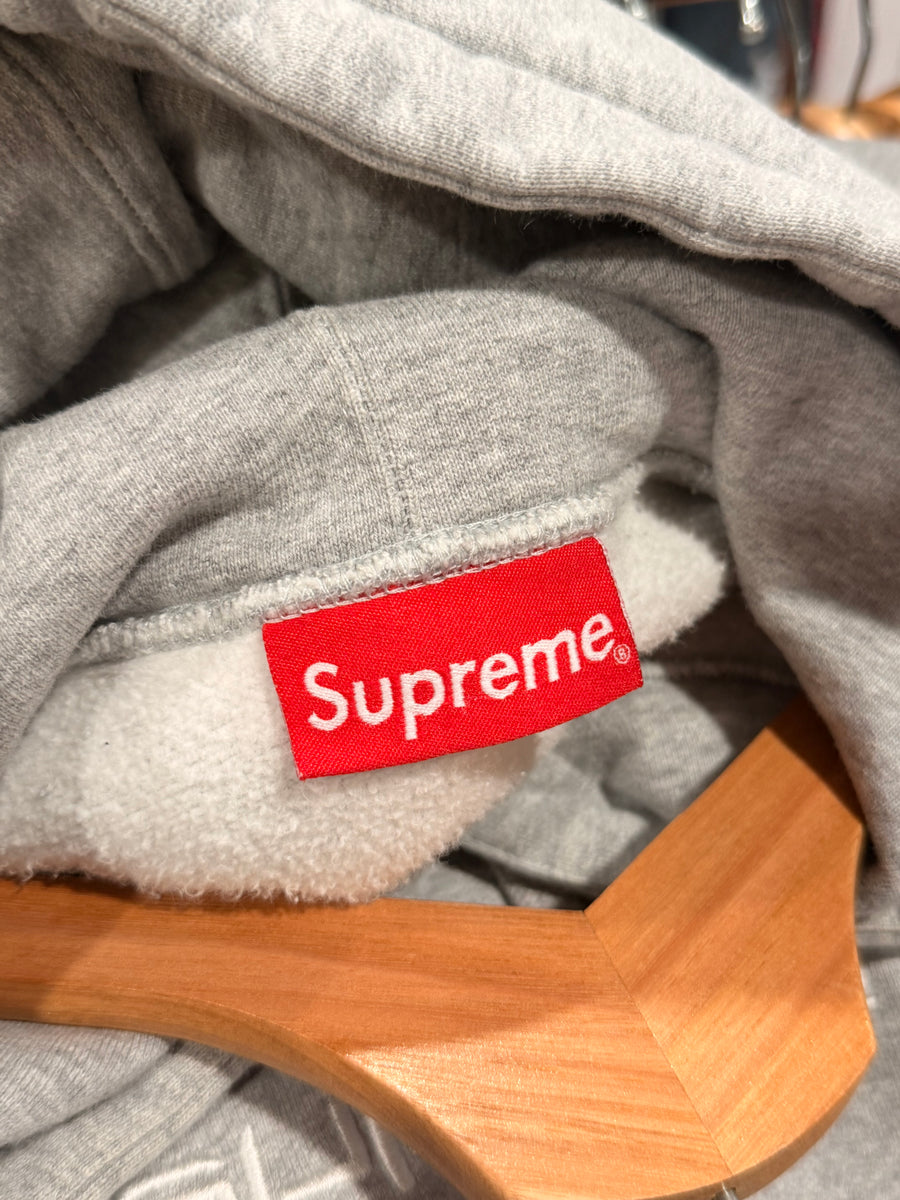 Supreme - Text Stripe Hoodie - Heather Grey