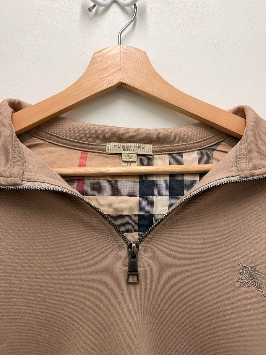 Burberry - Quarter Zip Pullover - Beige Check Sides